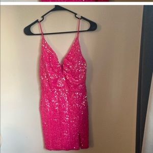 Pink sequin homecoming dress